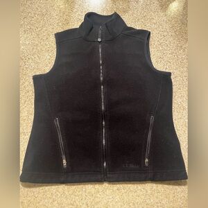 Womens LL Bean Vest Small - Reg Outdoors Full Zip Coat Fleece Black